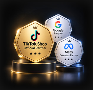 TikTok Shop·Google·Meta 공식 파트너 배지